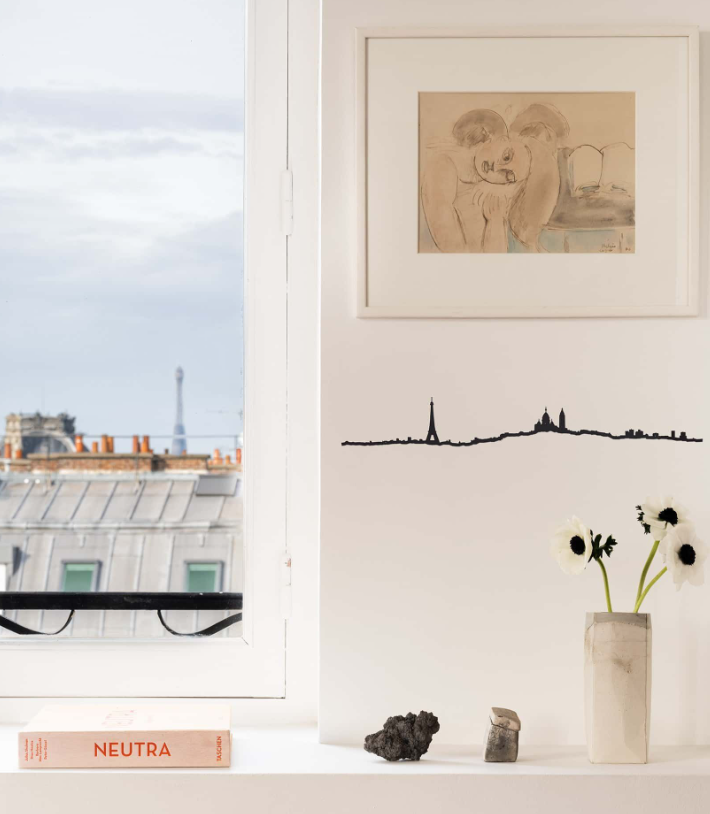 Skyline Parigi Profilo in Acciaio Nero 50cm