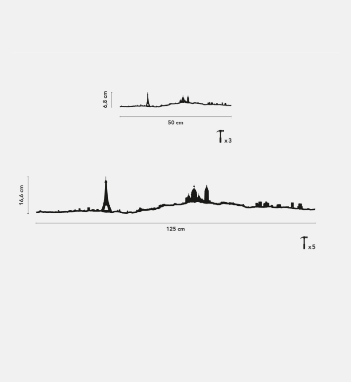 Skyline Parigi Profilo in Acciaio Nero 50cm