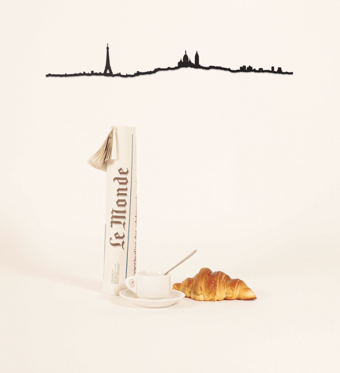 Skyline Parigi Profilo in Acciaio Nero 50cm