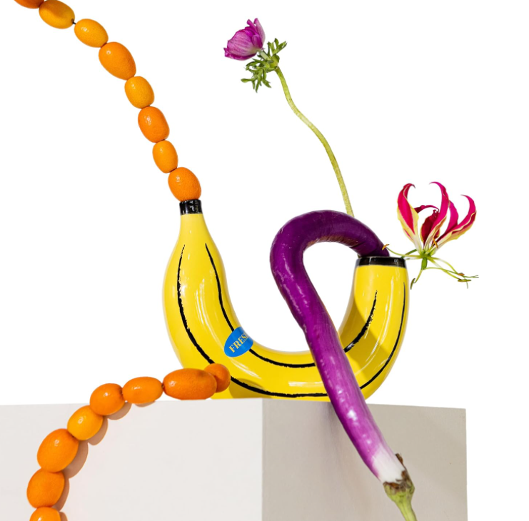 Vaso in Ceramica a forma di Banana Gialla