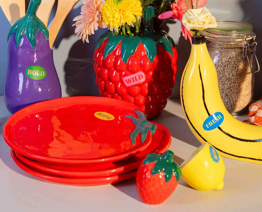 Vaso in Ceramica a forma di Banana Gialla