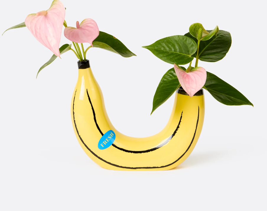 Vaso in Ceramica a forma di Banana Gialla