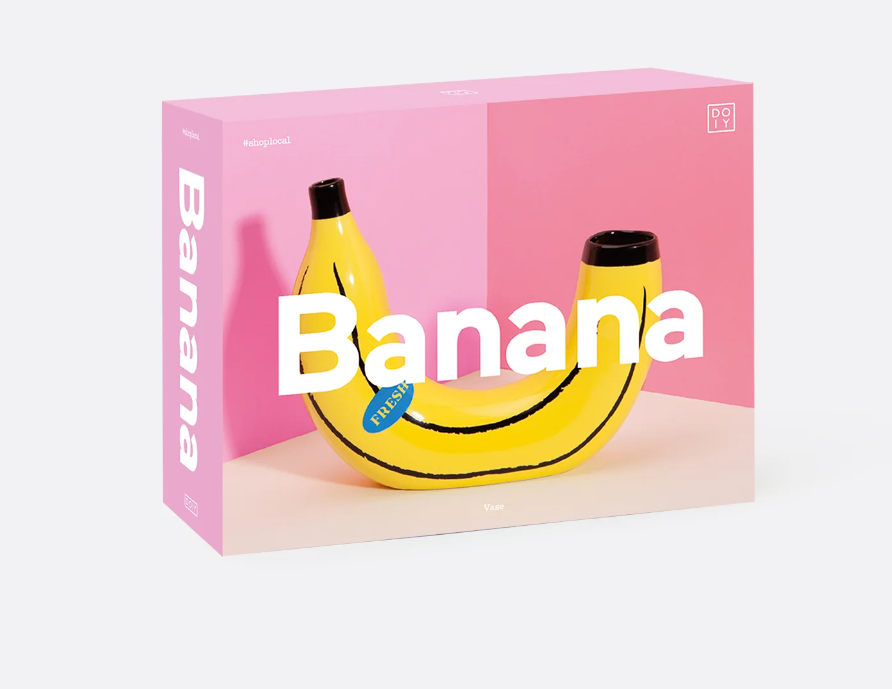 Vaso in Ceramica a forma di Banana Gialla