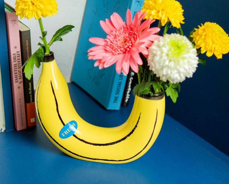 Vaso in Ceramica a forma di Banana Gialla