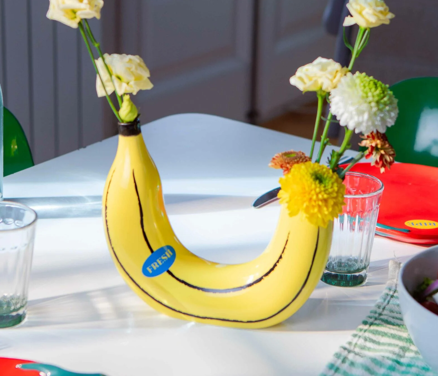 Vaso in Ceramica a forma di Banana Gialla