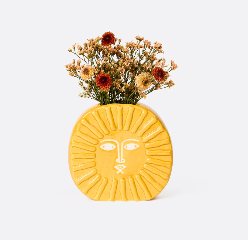 Vaso in ceramica a forma di Sole Giallo