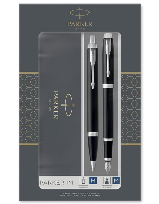 Set Penna Sfera + Penna Stilografica M Black Chrome