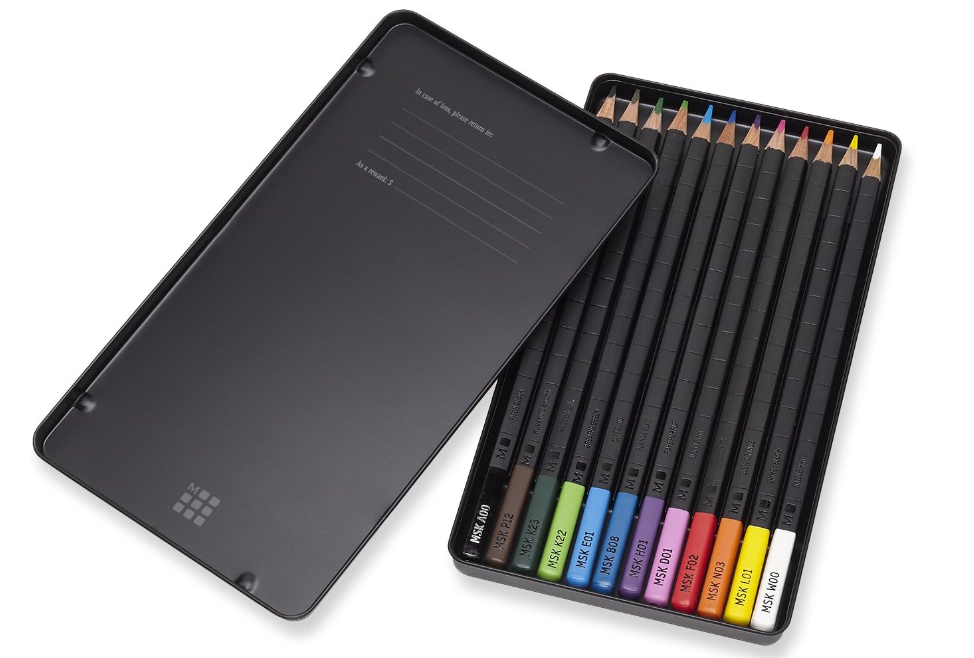 Astuccio metallo da 12 matite colorate acquerellabili