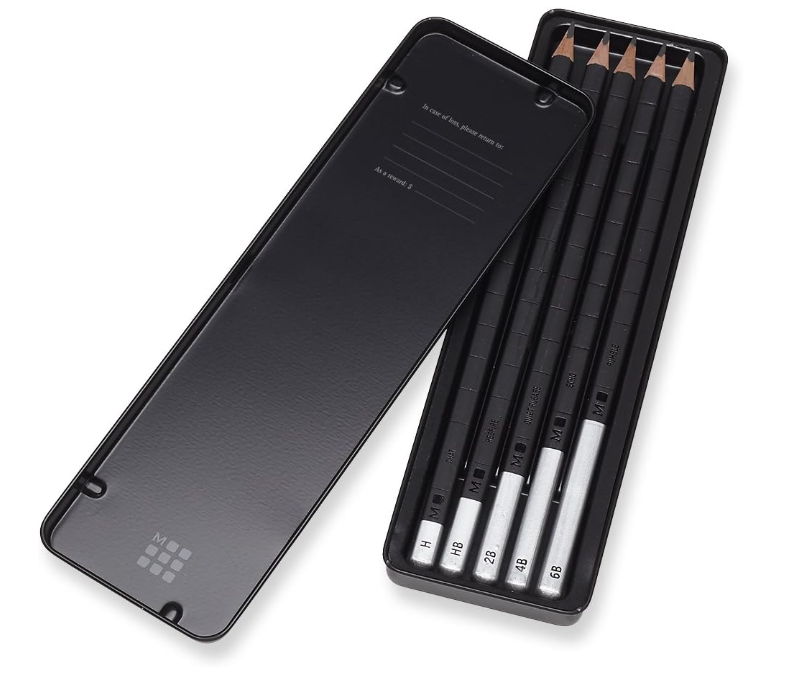 Astuccio metallo Set 5 matite da disegno
