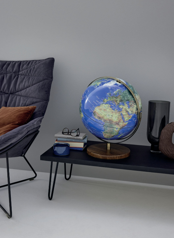 Mappamondo Base Legno Doppio Anello Pulsar Physical 430mm