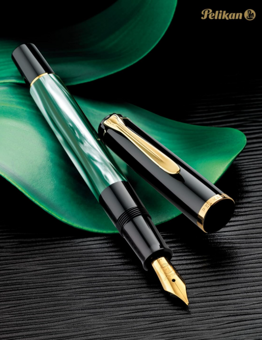 Penna Stilografica  M200 Green Marbled M Gift Set