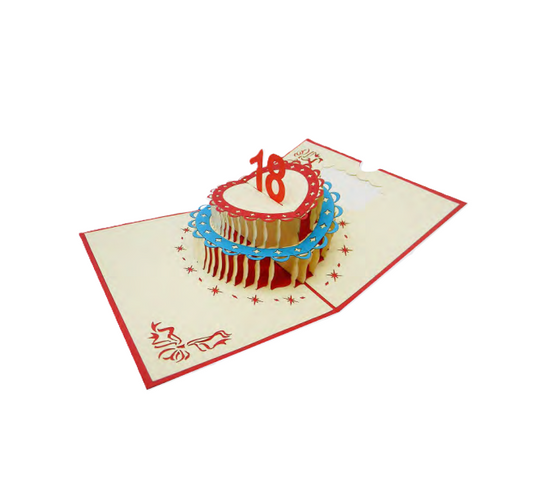 Biglietto Augurale Origami 18 Anni Torta