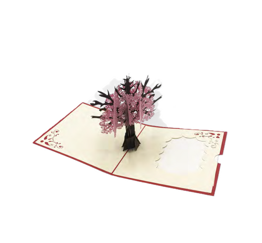 Biglietto Augurale Origami Albero della vita rosa