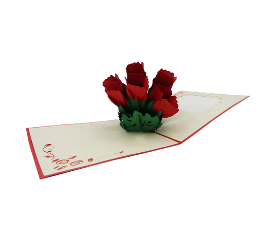 Biglietto Augurale Origami Rose Rosse