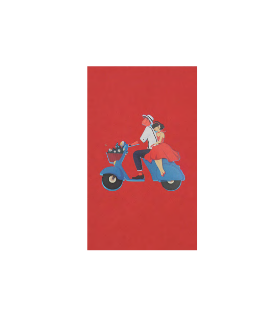 Biglietto Augurale Origami Innamorati in Vespa