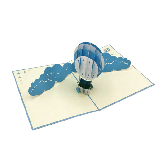 Biglietto Augurale Origami Mongolfiera Celeste