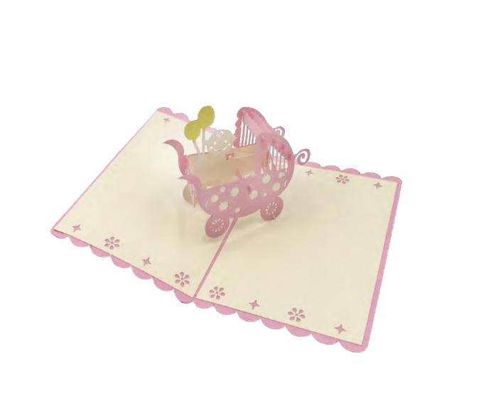 Biglietto Augurale Origami Nascita Rosa