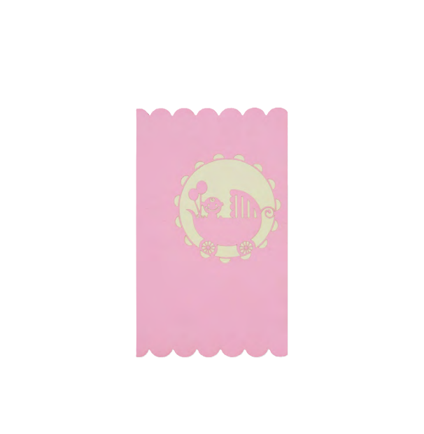 Biglietto Augurale Origami Nascita Rosa