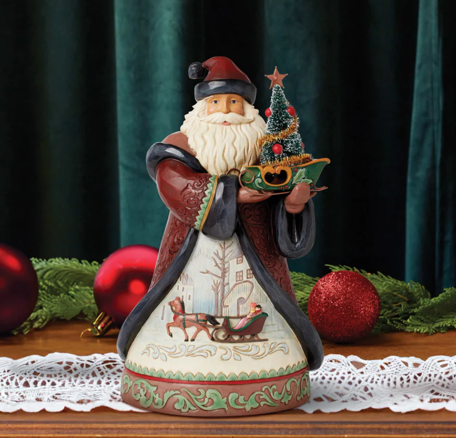 Statuetta Babbo Natale Albero e Slitta - Jim Shore Heartwood Creek