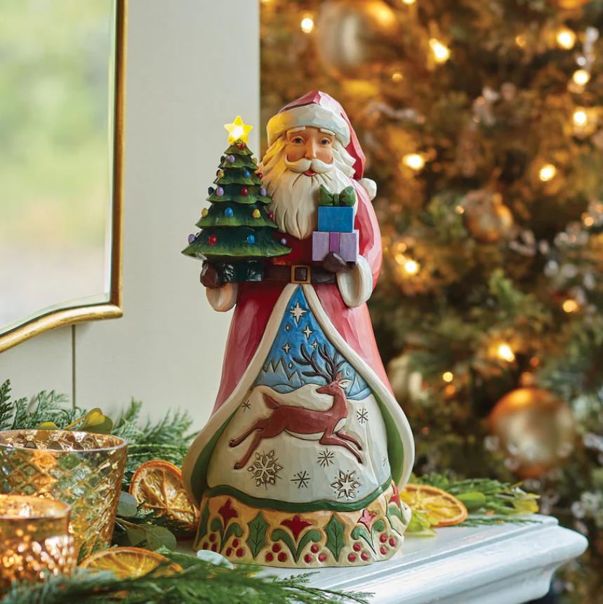 Statuetta Babbo Natale con Albero Illuminato - Jim Shore
