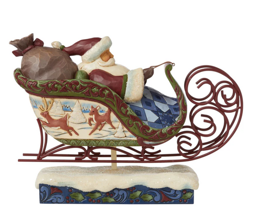 Statuetta Babbo Natale In Slitta - Jim Shore Heartwood Creek