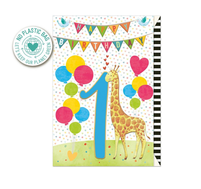 Biglietto doppio + busta augurale Compleanno 1 Anno