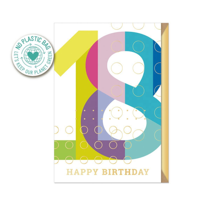 Biglietto doppio + busta augurale Compleanno 18 Anni