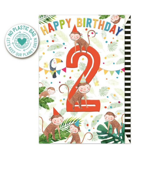 Biglietto doppio + busta augurale Compleanno 2 Anni