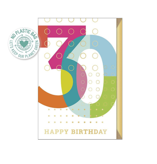 Biglietto doppio + busta augurale Compleanno 30 Anni