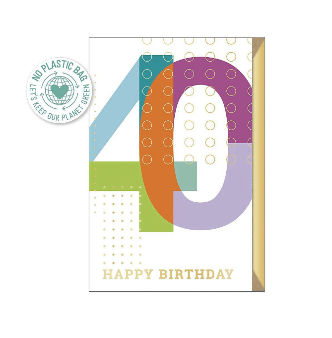 Biglietto doppio + busta augurale Compleanno 40 Anni