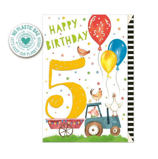 Biglietto doppio + busta augurale Compleanno 5 Anni