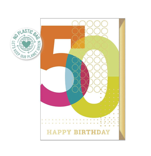 Biglietto doppio + busta augurale Compleanno 50 Anni