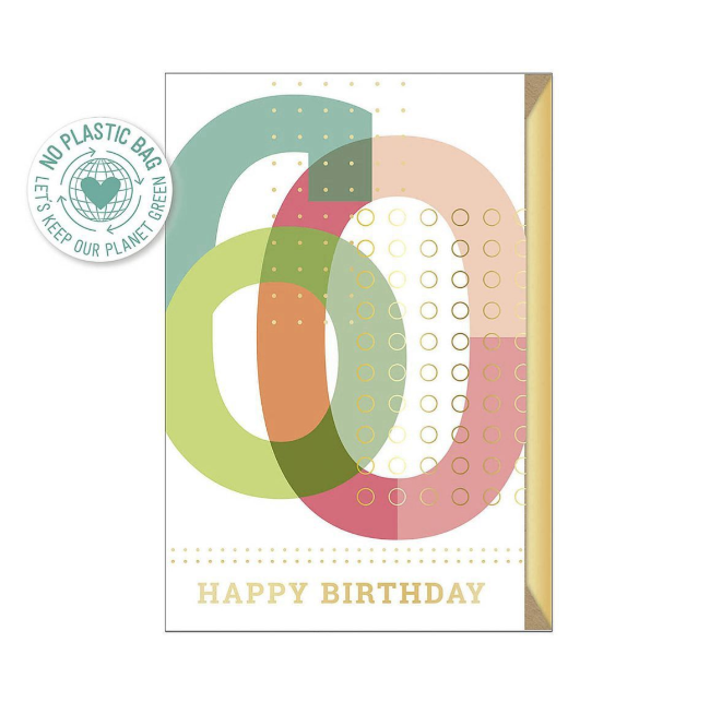 Biglietto doppio + busta augurale Compleanno 60 Anni