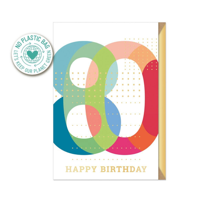 Biglietto doppio + busta augurale Compleanno 80 Anni