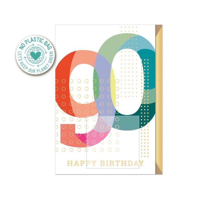 Biglietto doppio + busta augurale Compleanno 90 Anni