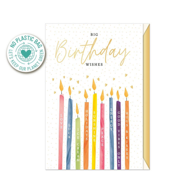 Biglietto doppio + busta augurale Compleanno Big Birthday Wishes