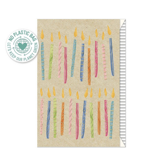 Biglietto doppio + busta augurale Compleanno Candeline