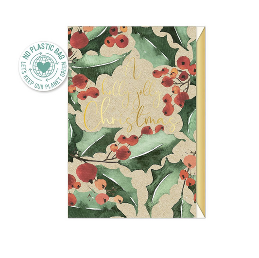 Biglietto doppio + busta augurale Natale A Holly Jolly Christmas