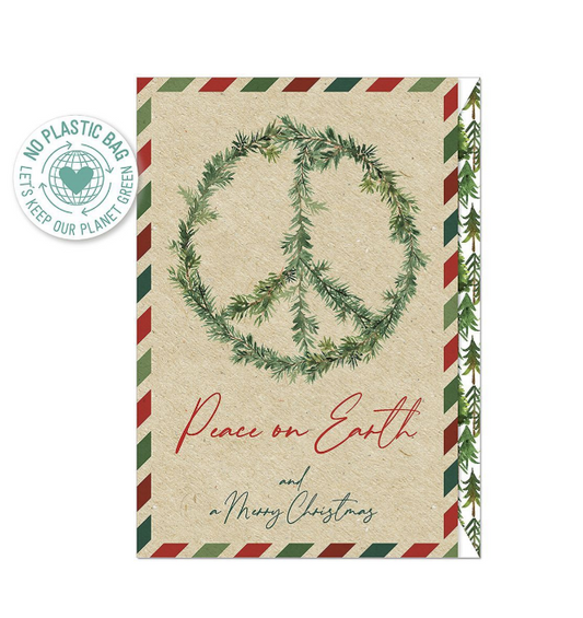 Biglietto doppio + busta augurale Natale Peace on Earth
