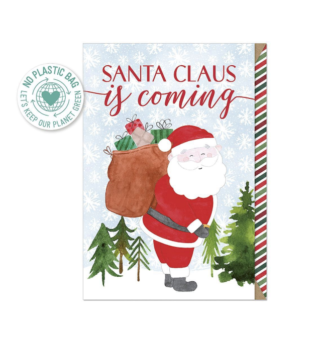 Biglietto doppio + busta augurale Natale Santa Claus is Coming