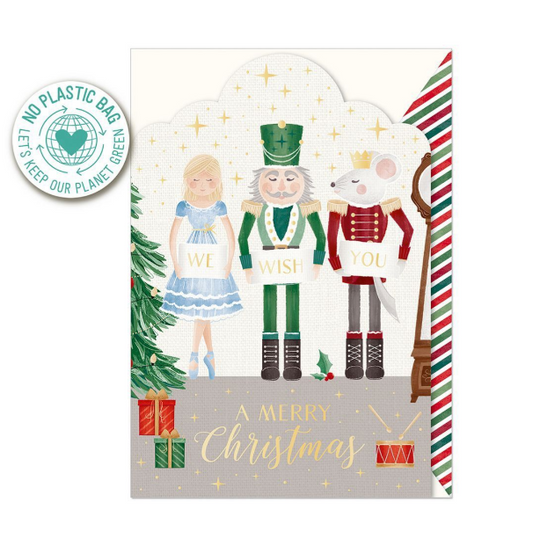 Biglietto doppio + busta augurale Natale Schiaccianoci