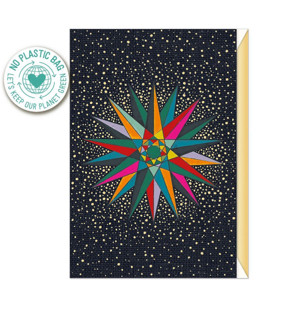 Biglietto doppio + busta augurale Natale Stella