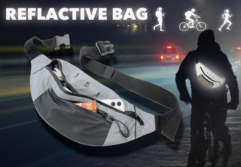Marsupio Reflective Bag con 3 scomparti Grigio/Nero