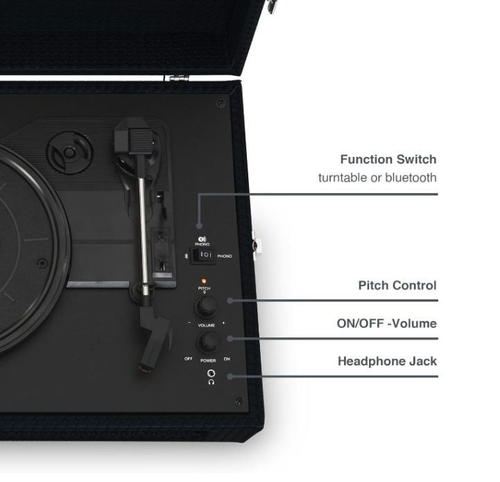 Giradischi Bluetooth Voyager Black 33/45/78 giri