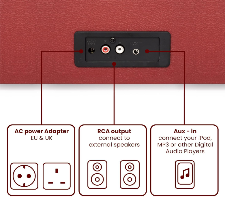 Giradischi Bluetooth Voyager Burgundy 33/45/78 giri