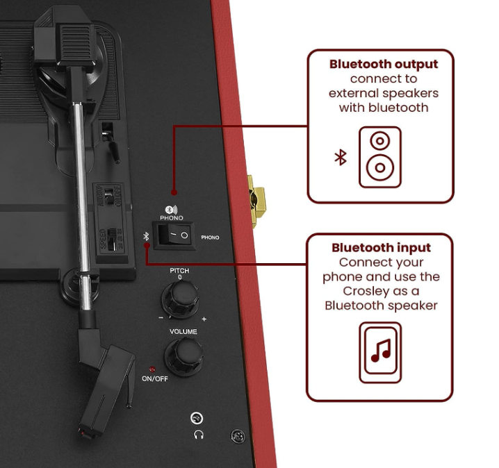 Giradischi Bluetooth Voyager Burgundy 33/45/78 giri