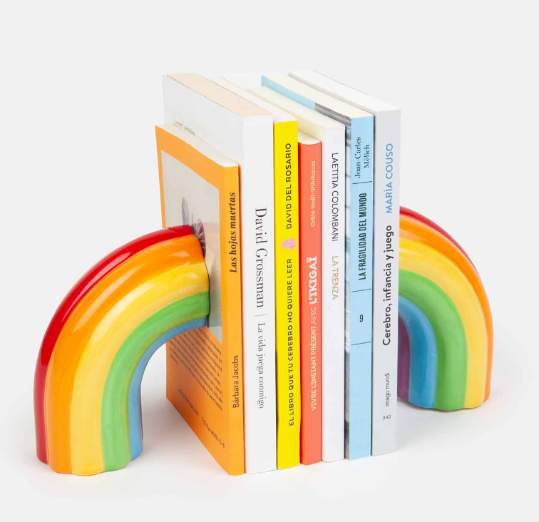 Fermalibri in ceramica a forma di Arcobaleno