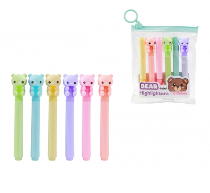 Mini evidenziatori Orsetto MACARON set 6 colori