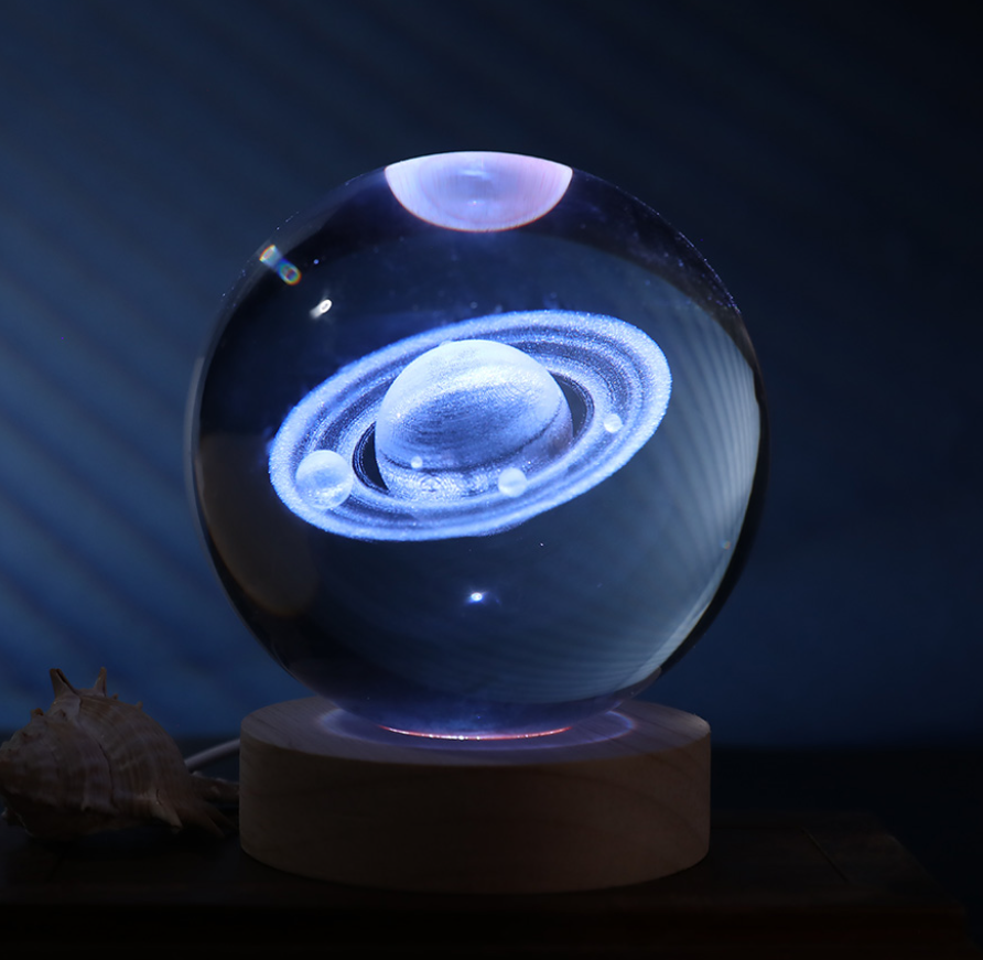 Sfera di vetro 3D con Led RGB Multicolore cavo USB a tema SATURN