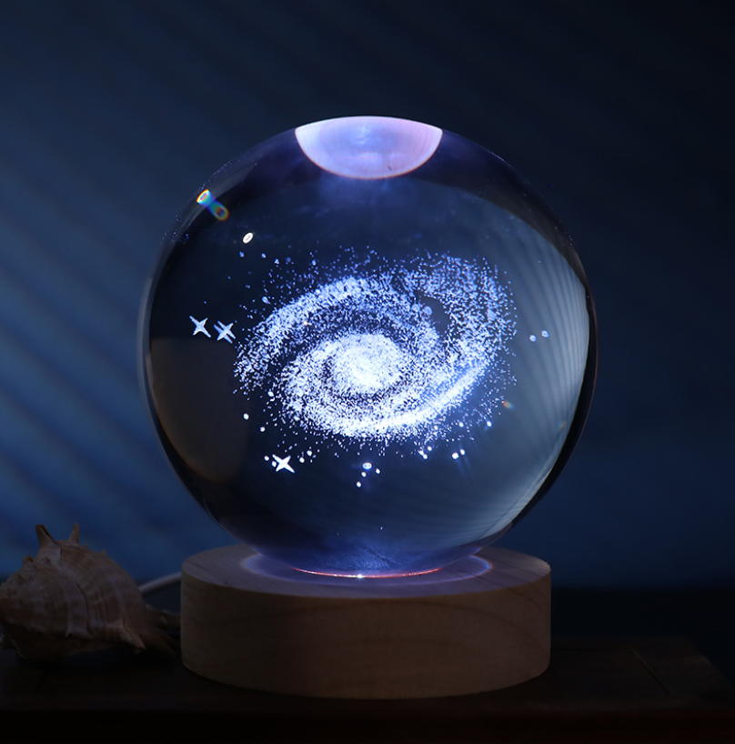 Sfera di vetro 3D con Led RGB Multicolore cavo USB a tema GALAXY